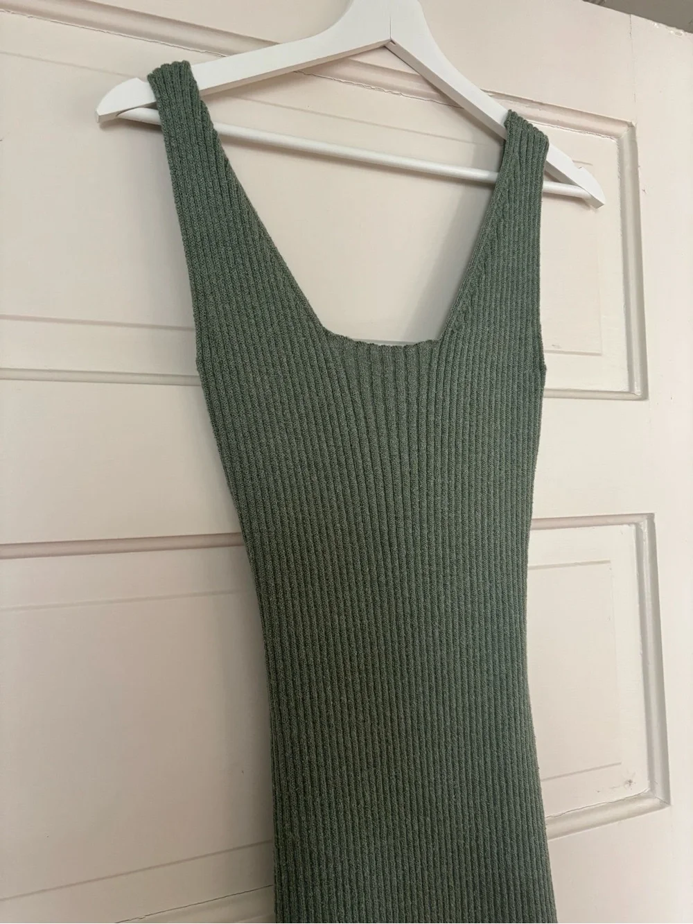 NWT Anthropologie Olive Green Ribbed Tank Midi Dress - Picture 5 of 7